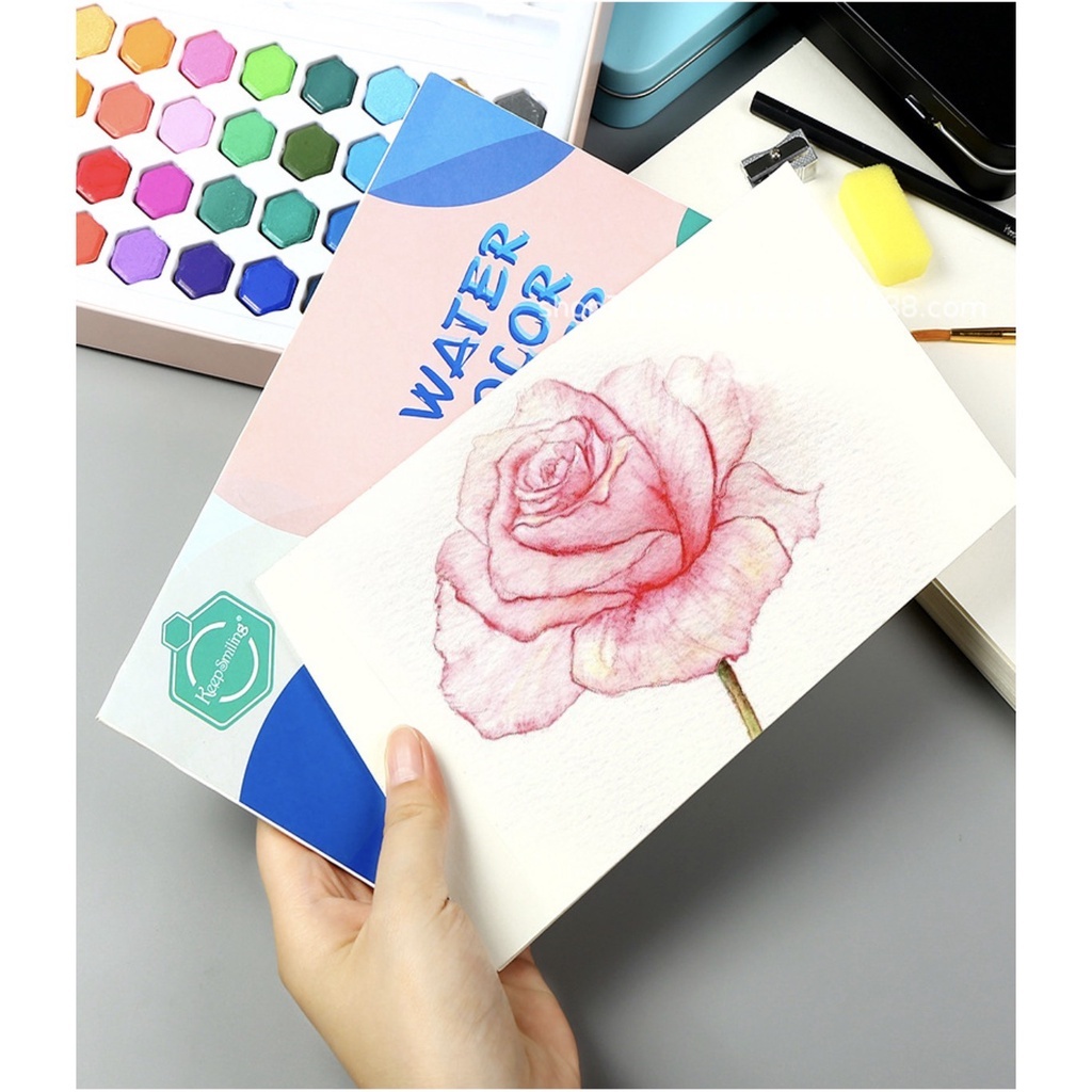 [Cào là có quà]Màu Nước Solid Water Color 12/18/24/36/48 Màu Cao Cấp,kèm 2 Bút Nước, 2 Mút 1 Palette Màu tươi