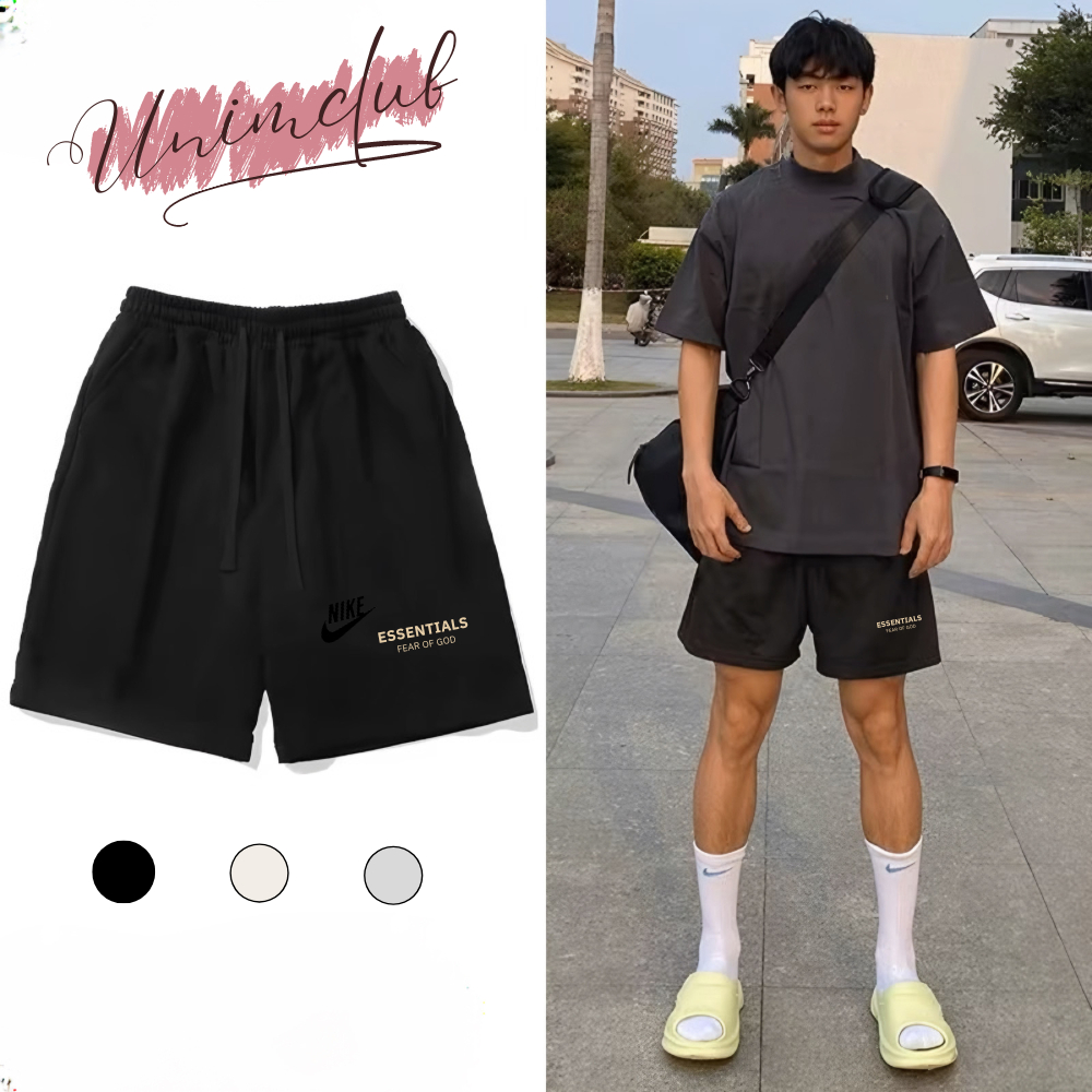 [ Hình In Cao Su Nổi ] Quần Short Nỉ Cotton 2 Da Cao Cấp Essentials 1977 Form Unisex Nam Nữ Unim Store - QSN05