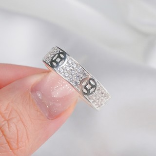 Nhẫn bạc nam nữ LAMY Nhẫn Kim tiền đính đá Lovely Ring 8267