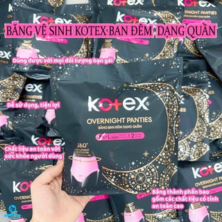 Băng vệ sinh dạng quần ban đêm Kotex size M/L gói 2 miếng