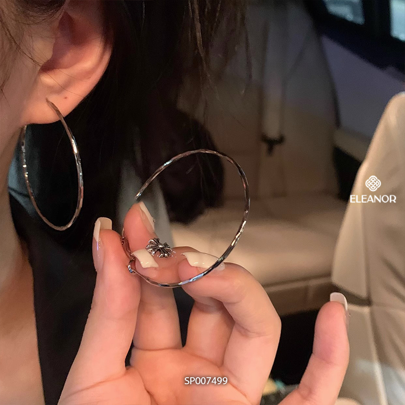 Bông tai nữ chuôi bạc 925 Eleanor Accessories hình tròn phụ kiện trang sức khuyên tai basic 7499