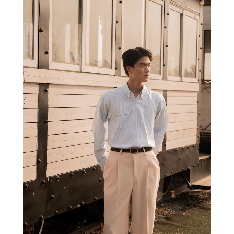 Áo sơ mi SilenceStandard Premium Oxford Shirt kẻ xanh