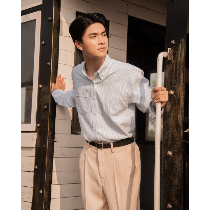 Áo sơ mi SilenceStandard Premium Oxford Shirt kẻ xanh