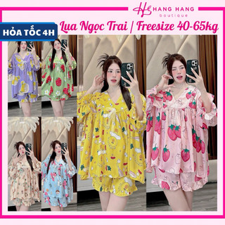 Đồ ngủ nữ 45-65kg, pijama đùi ngắn tay dài dáng baby doll lụa mịn ngọc.trai 65CC02, đồ bộ nữ đồ mặc nhà dễ thương cute