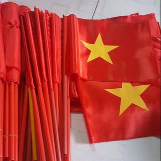 [Combo 10 cây] Cờ cầm tay - Cờ tổ quốc cầm tay - Cờ vẫy cầm tay khai giảng, cờ đỏ sao vàng in 2 mặt
