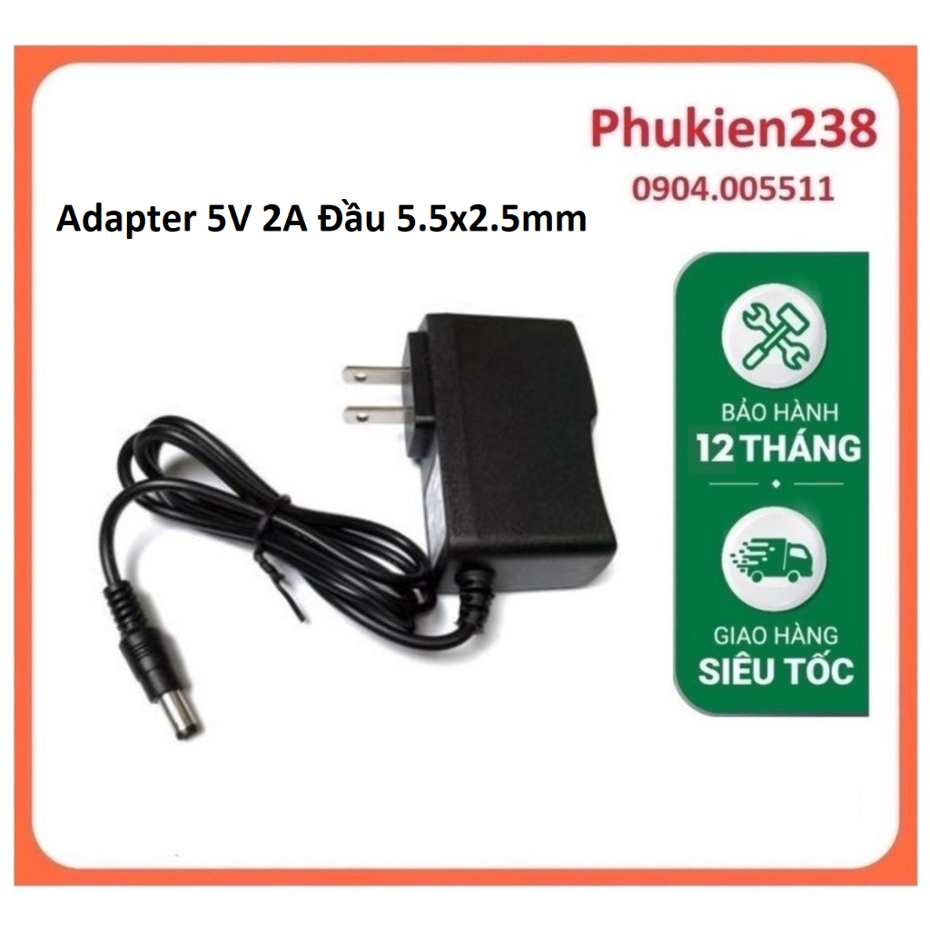 Nguồn Adapter 5V 2A Đầu DC 5.5x2.5mm | Shopee Việt Nam