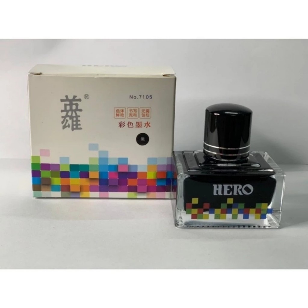 Mực Lọ Hero Cao Cấp – Mực Viết Bút Máy, Màu Đậm, Không Lem, Chính Hãng