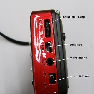Loa nghe đài Craven CR-16 hỗ trợ khe USB / thẻ nhớ / jack cắm tai nghe (Đỏ)