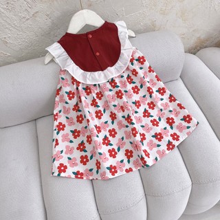 Váy bé gái hoa thêu thỏ chất cotton thô mặc đi chơi đi biển 1-7 tuổi (9-26kg) N0124 BUNNYKIDS