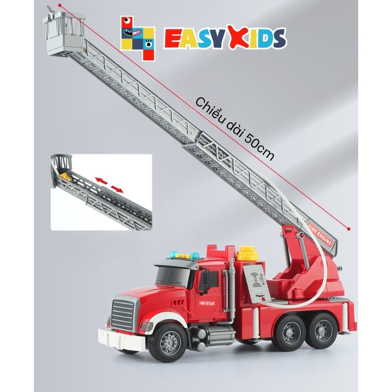 Xe Cứu Hỏa Đồ Chơi Cỡ Lớn Toystar, Đồ Chơi Xe Cứu Hỏa Mô Hình 1:12 Như Thật Cho Bé Có Đèn Nhạc