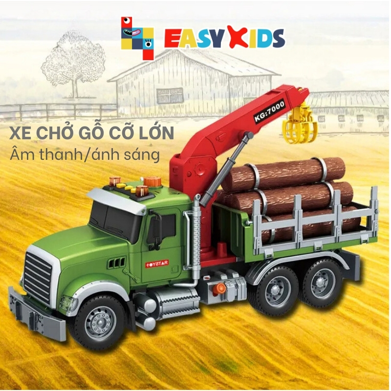 Xe Đồ Chơi Cho Bé Xe Chở Gỗ Mô Hình 1:12 Cỡ Lớn Như Thật Toystar Có Đèn Nhạc