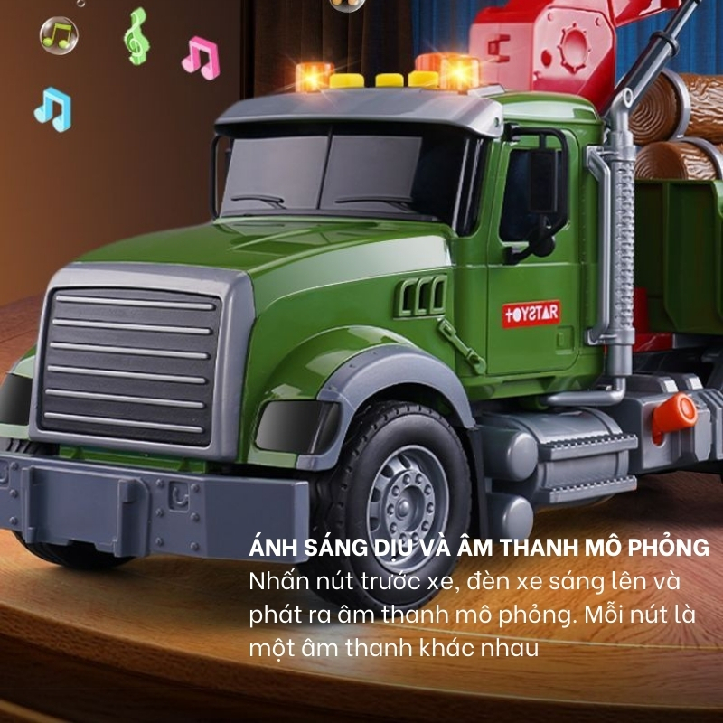 Xe Đồ Chơi Cho Bé Xe Chở Gỗ Mô Hình 1:12 Cỡ Lớn Như Thật Toystar Có Đèn Nhạc