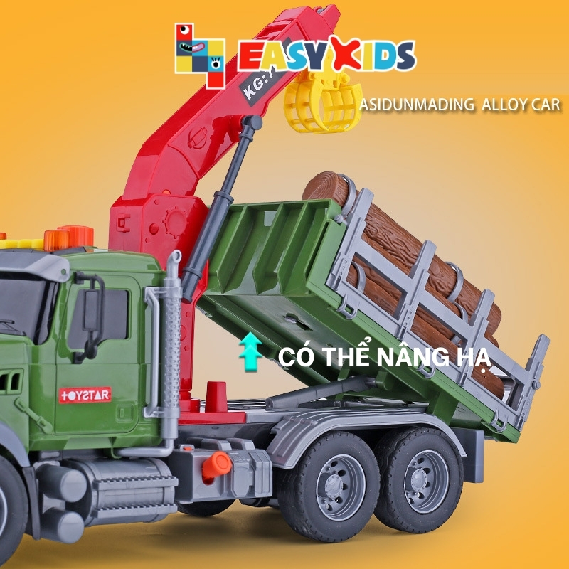 Xe Đồ Chơi Cho Bé Xe Chở Gỗ Mô Hình 1:12 Cỡ Lớn Như Thật Toystar Có Đèn Nhạc