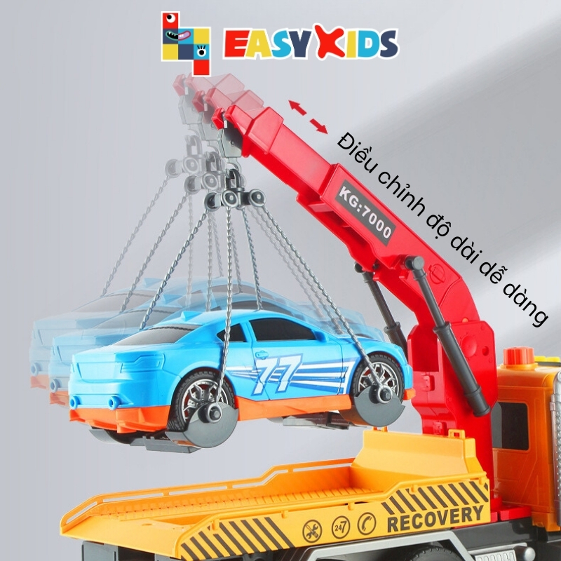 Xe Cứu Hộ Đồ Chơi Cỡ Lớn Cho Bé Toystar, Xe Cần Cẩu Cứu Hộ Ô Tô Giao Thông Có Đèn Nhạc Như Thật