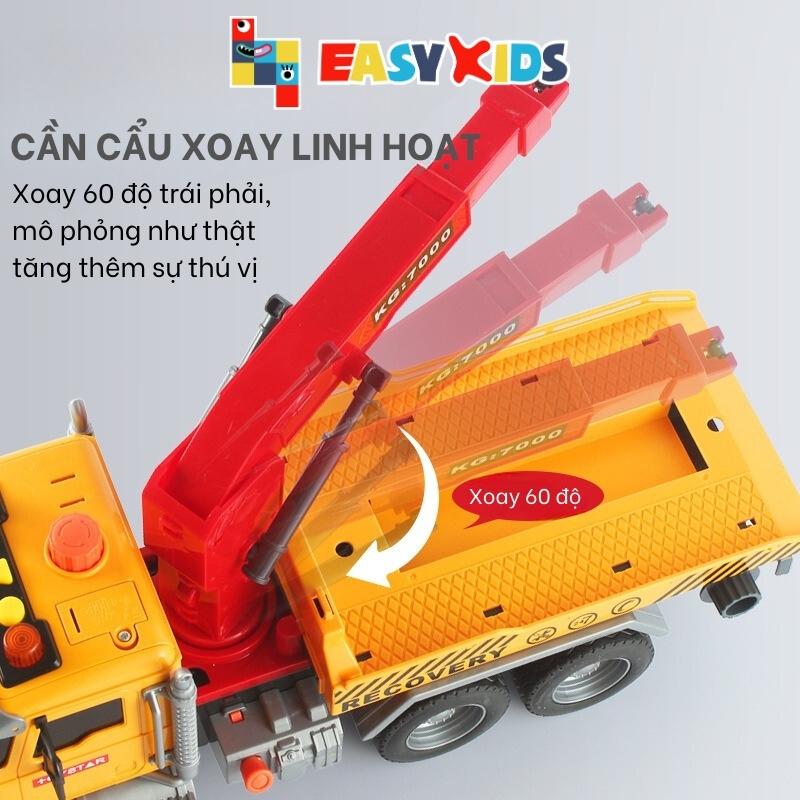 Xe Cứu Hộ Đồ Chơi Cỡ Lớn Cho Bé Toystar, Xe Cần Cẩu Cứu Hộ Ô Tô Giao Thông Có Đèn Nhạc Như Thật