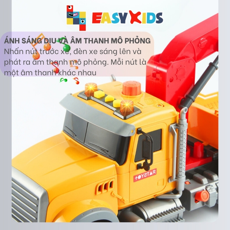 Xe Cứu Hộ Đồ Chơi Cỡ Lớn Cho Bé Toystar, Xe Cần Cẩu Cứu Hộ Ô Tô Giao Thông Có Đèn Nhạc Như Thật