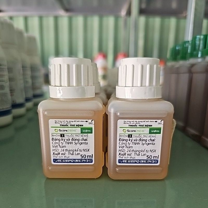 Thuốc trừ bệnh Score 250EC trị phấn trắng, đốm lá trên hoa mai, lan ...