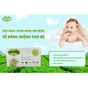 [QÙA TẶNG ] Gạc rơ lưỡi thảo dược Elemis, làm sạch, bảo vệ khoang miệng, khỏi lo nấm lưỡi tưa lưỡi - Hộp 10 GÓI