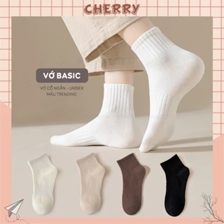 Tất cổ ngắn chất liệu cotton, phong cách basic unisex dễ phối đồ - Cherry Shop