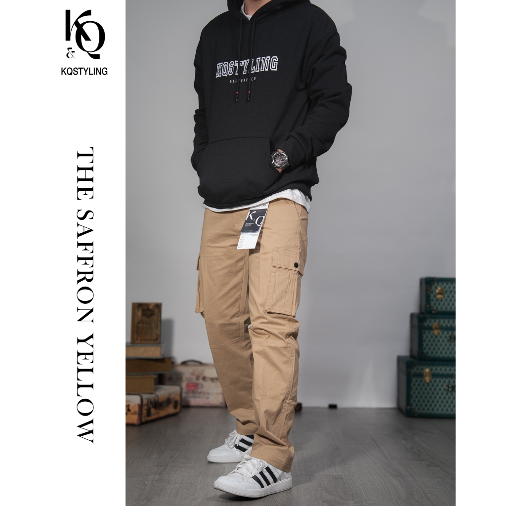 Ảnh Quần cargo Nam kaki co giãn KQSTYLING form relaxed fit cotton premium vàng nghệ 3