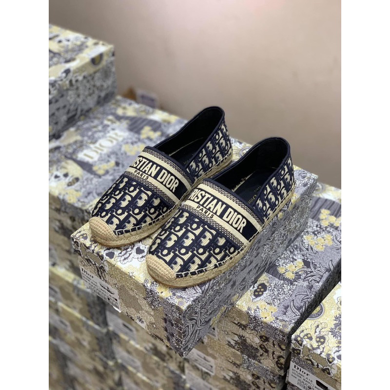 ⚡️[Hight Quality] Giày Slipon Cói C. D Patttern Jacquard -Điểm Nhấn Monogram Oblique Hạc Cao Cấp - QCCC Loại 1 Full Box