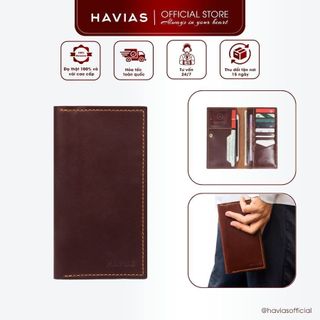 VENUTA2 HAVIAS ví dài nhiều ngăn đựng vừa điện thoại da bò thật nhập khẩu