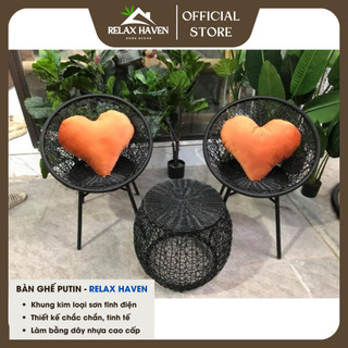 Bộ bàn ghế ban công Putin Relax Haven lõi thép cao cấp chống gỉ tốt trang trí sân vườn và nhà cửa