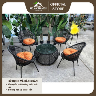 Bộ bàn ghế ban công Putin Relax Haven lõi thép cao cấp chống gỉ tốt trang trí sân vườn và nhà cửa