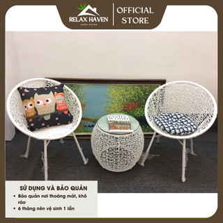 Bộ bàn ghế ban công Putin Relax Haven lõi thép cao cấp chống gỉ tốt trang trí sân vườn và nhà cửa