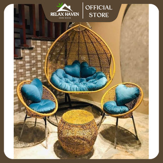 Bộ bàn ghế ban công Putin Relax Haven lõi thép cao cấp chống gỉ tốt trang trí sân vườn và nhà cửa
