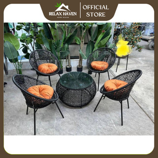 Bộ bàn ghế ban công Putin Relax Haven lõi thép cao cấp chống gỉ tốt trang trí sân vườn và nhà cửa