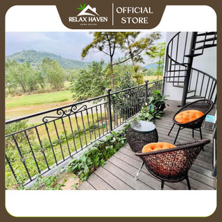 Bộ bàn ghế ban công Putin Relax Haven lõi thép cao cấp chống gỉ tốt trang trí sân vườn và nhà cửa