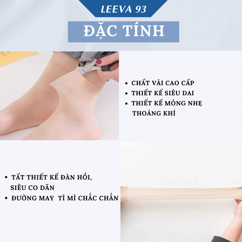 Combo 10 đôi tất giấy Hàn Quốc tất da chân siêu mỏng dai mềm mịn thoáng khi T03 - Leeva93