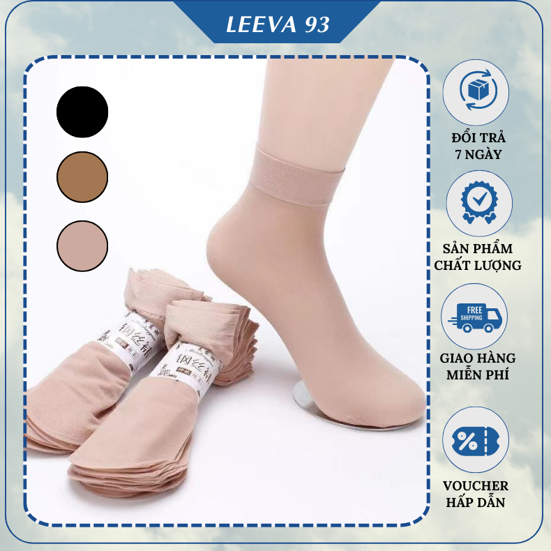 Combo 10 đôi tất giấy Hàn Quốc tất da chân siêu mỏng dai mềm mịn thoáng khi T03 - Leeva93