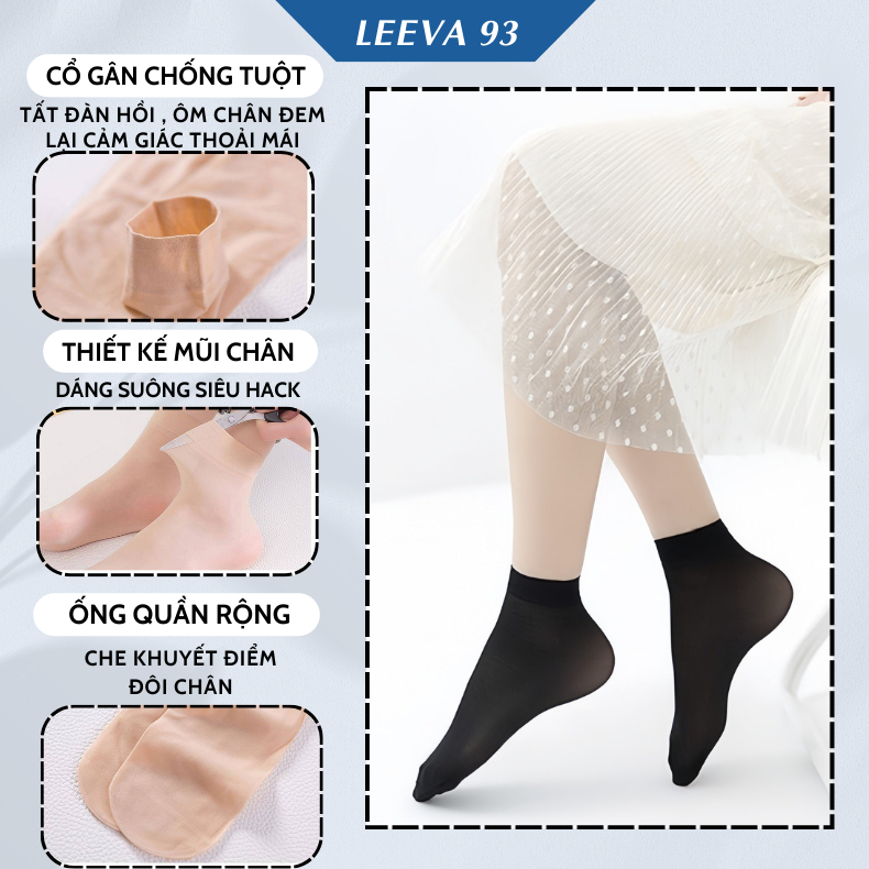 Combo 10 đôi tất giấy Hàn Quốc tất da chân siêu mỏng dai mềm mịn thoáng khi T03 - Leeva93