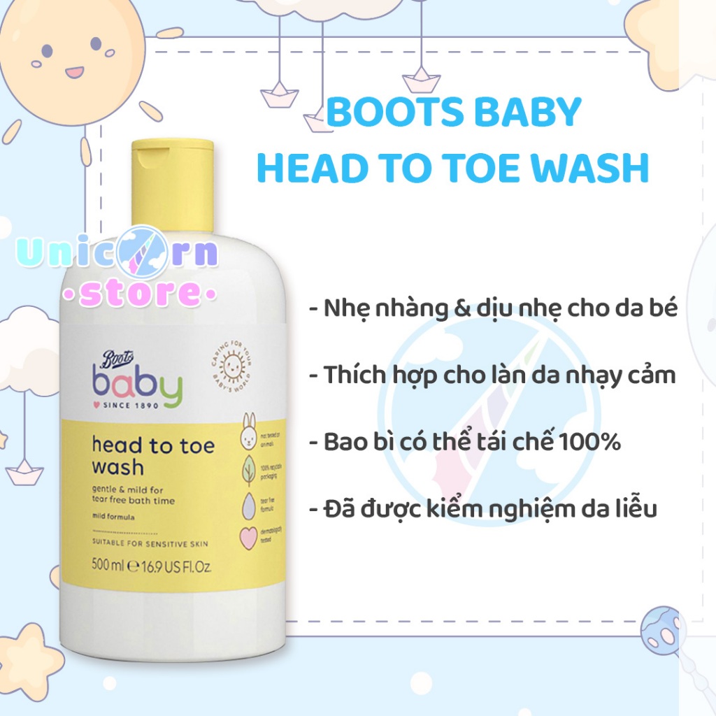 Sữa Tắm Gội Toàn Thân Cho Bé Boots Baby Head To Toe Wash 500ml