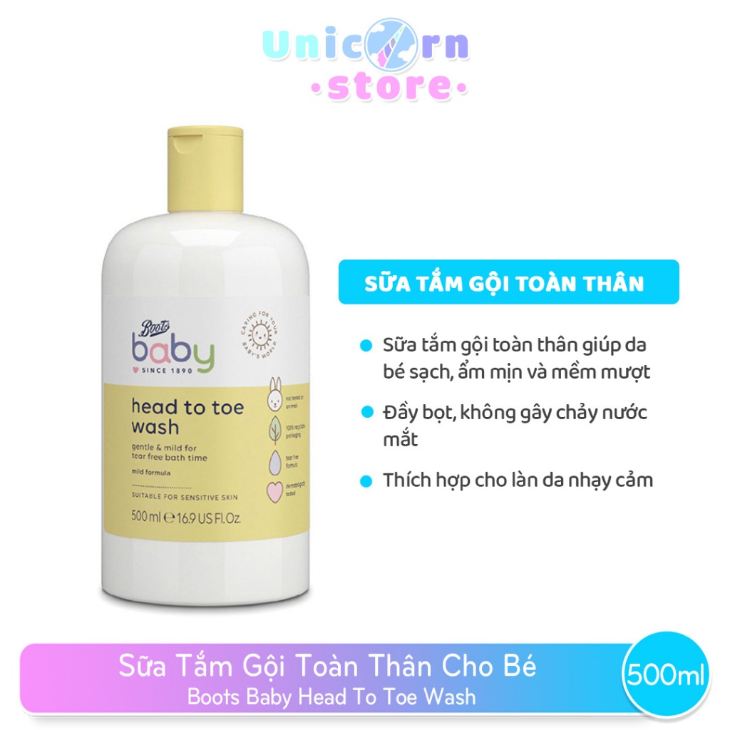 Sữa Tắm Gội Toàn Thân Cho Bé Boots Baby Head To Toe Wash 500ml