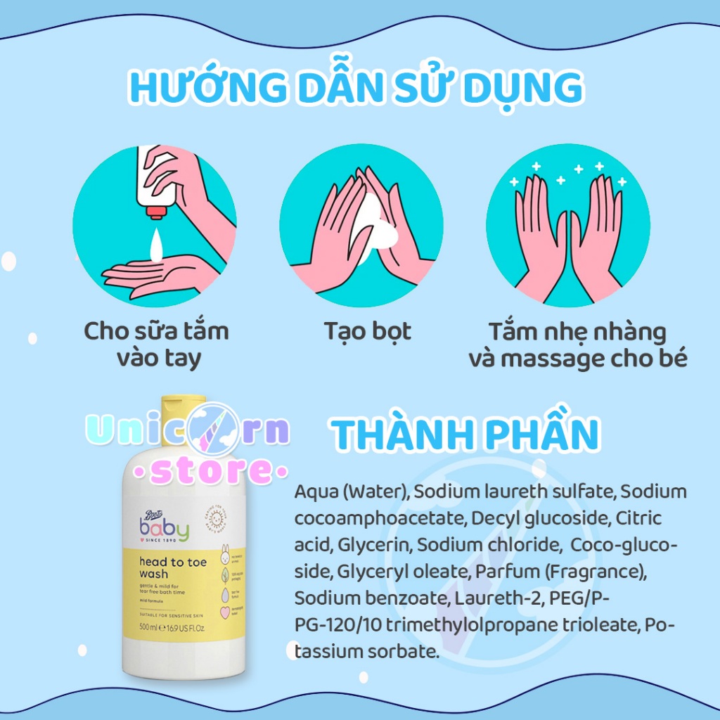 Sữa Tắm Gội Toàn Thân Cho Bé Boots Baby Head To Toe Wash 500ml