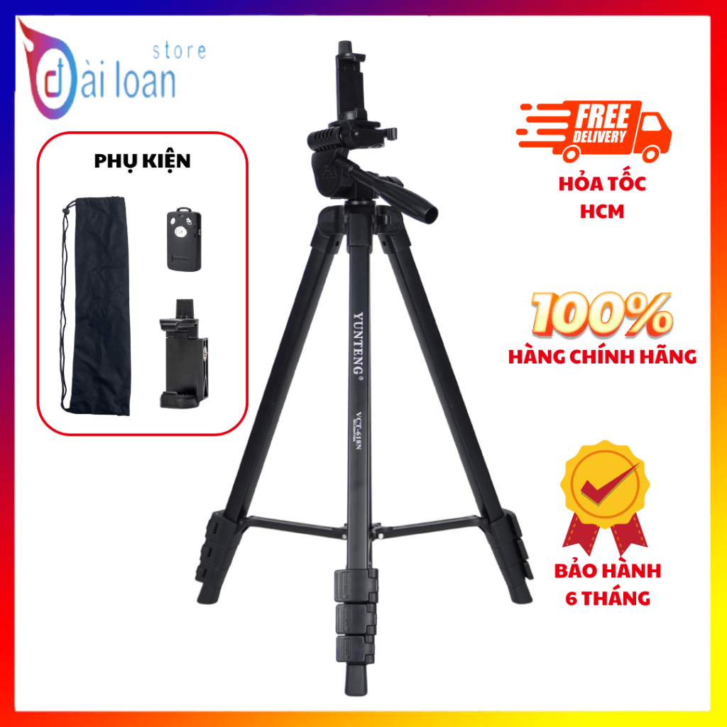 [Cao 1m8] Tripod điện thoại, máy ảnh Yunteng VCT 618N - Gậy chụp ảnh, quay video cao chắc chắn