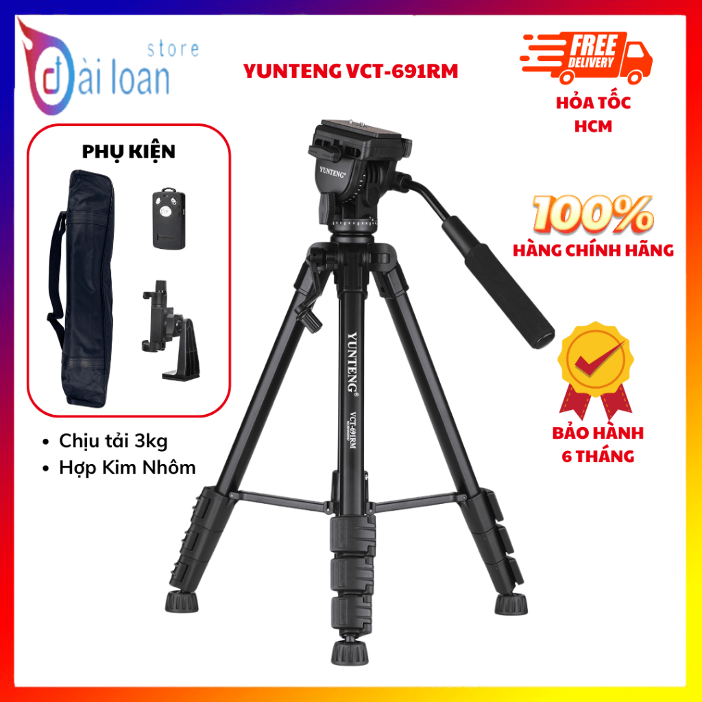 Tripod Yunteng VCT 691RM - Chân Đế Máy Ảnh Chuyên Nghiệp Hỗ Trợ Quay Video, Chụp Ảnh