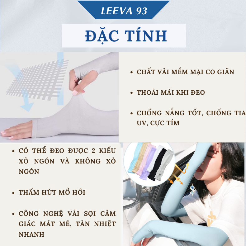 Combo 5 đôi găng Tay Chống Nắng Hàn Quốc Xỏ Ngón Let's Slim đủ màu Dày Dặn Ngăn Tia UV - PK01