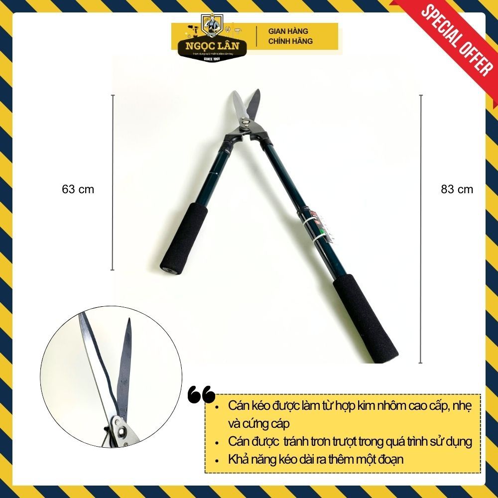 [Có tăng] Kéo cắt tỉa cây cảnh, hàng rào, cành cây, kép cắt cỏ TOP có tăng từ 63-83cm cao cấp