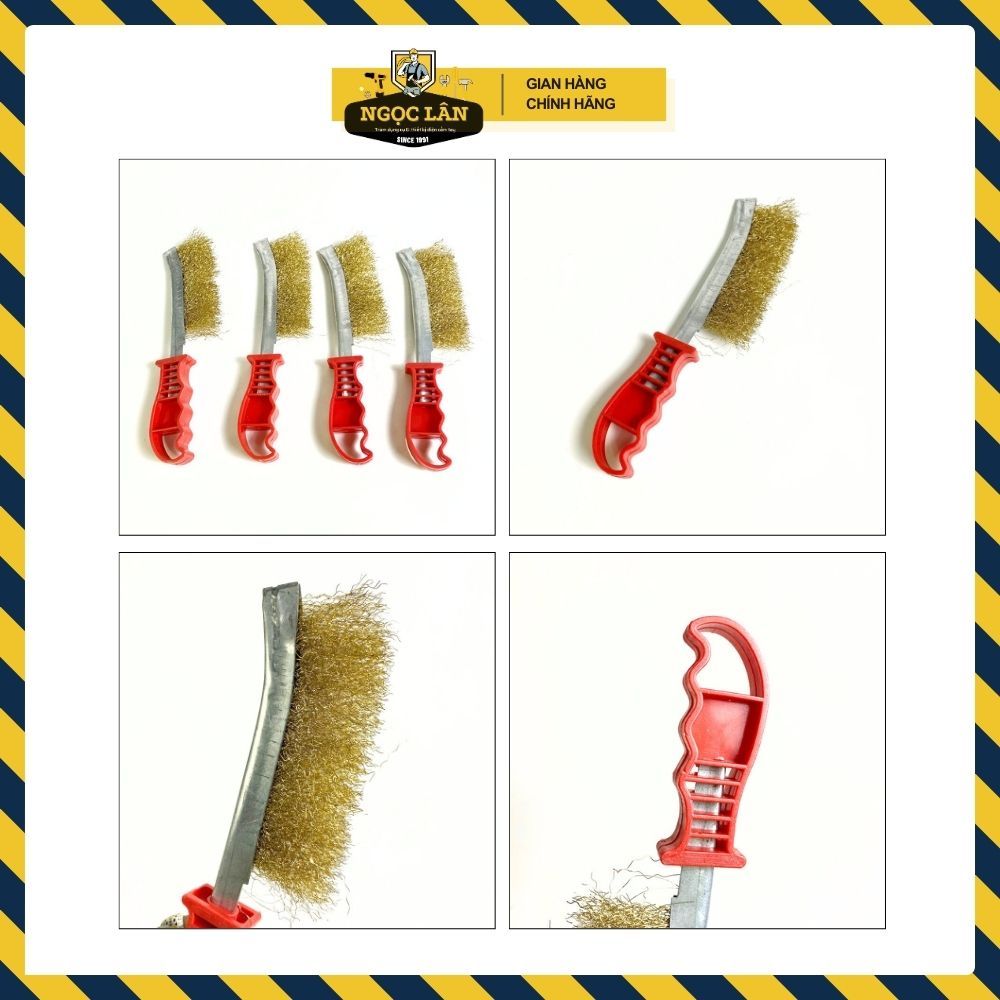 [Giá 1 cây] Bàn chải thép cầm tay, bàn chải thép cán nhựa đỏ 24cm