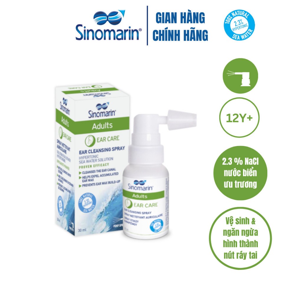 Xịt tai & Ngừa nút ráy tai trẻ lớn & người lớn - SINOMARIN Adults Ear ...