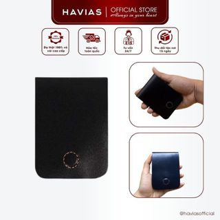 Ví mini da bò HAVIAS ví đứng nắp gập tích hợp nam châm Basic6