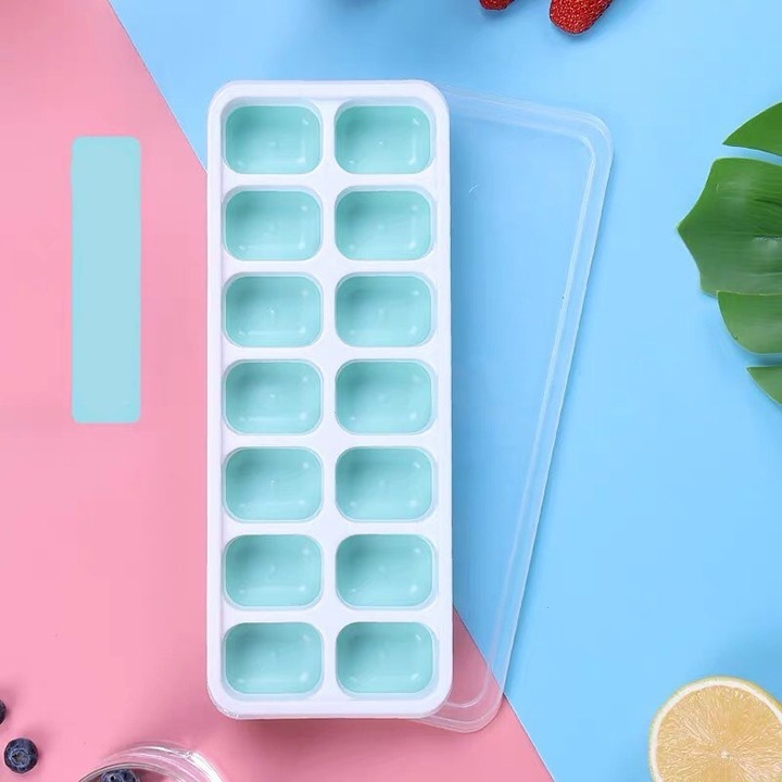 Khay Làm Đá Silicon Có Nắp Đậy Kháng Khuẩn - KLD001 - Nhựa cao cấp