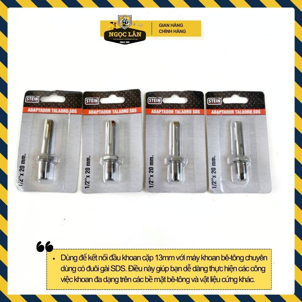 Đầu nối chuyển đổi máy khoan đầu gài sang đầu kẹp mang ranh 13mm cán vuông 1/2 inch x 20mm cao cấp