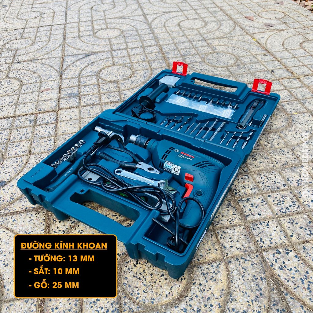 Máy khoan động lực Bosch GSB 600 set 100 món 600W, bảo hành 12 tháng