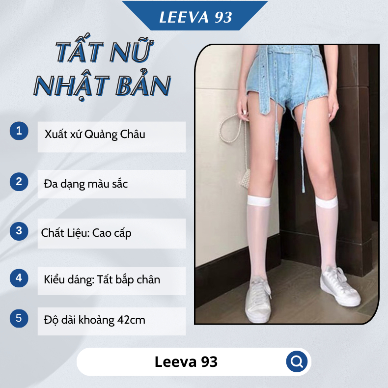 Tất đùi qua gối phong cách Lolita , vớ phong cách Nhật Bản dài tới bắp chân thiết kế trơn T02 - Leeva 93