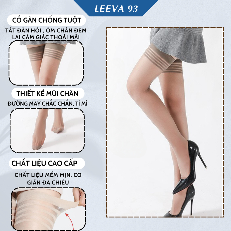 Tất đùi độ dày 15D trơn cao trên gối cực dai và đẹp QT08